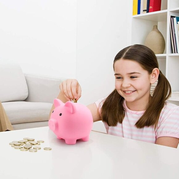 2 Pack Plastic Cute Pig Money Bank,Unbreakable Piggy Saving Money Box Coin Bank - Picture 2 of 6